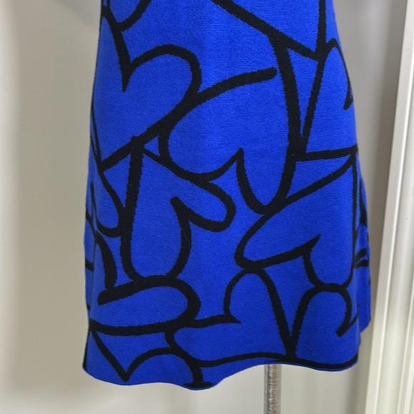 Anthropologie The Nina Short Sleeve Mock Neck Mod Mini Dress Blue Black XSP NEW - Picture 4 of 14